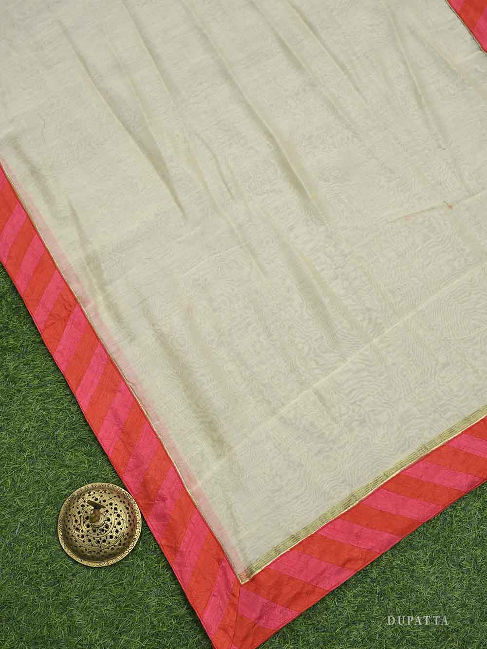 Cream Cotton Silk Handloom Banarasi Suit - Sacred Weaves