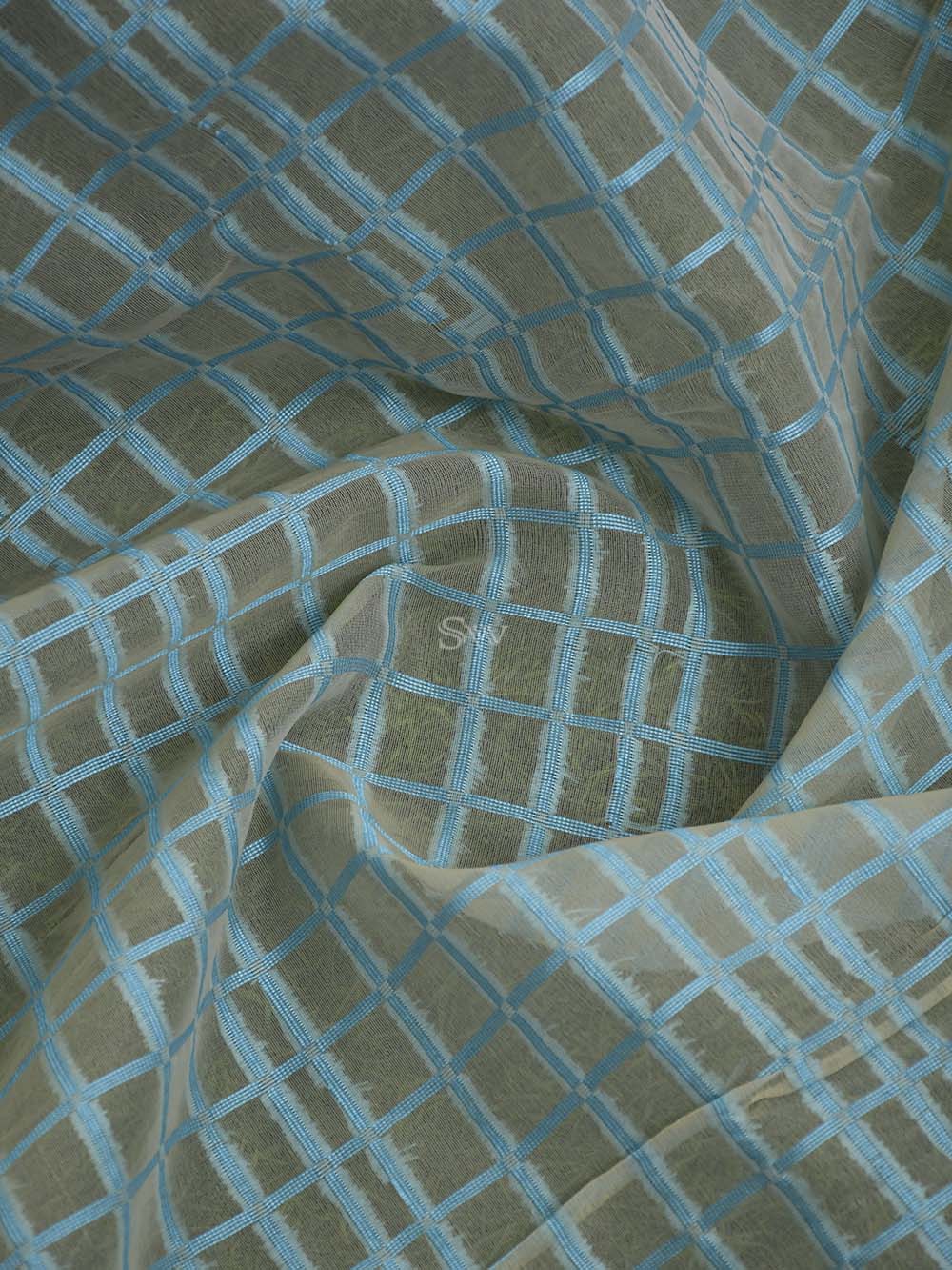 Aqua Blue Organza Handloom Banarasi Suit - Sacred Weaves