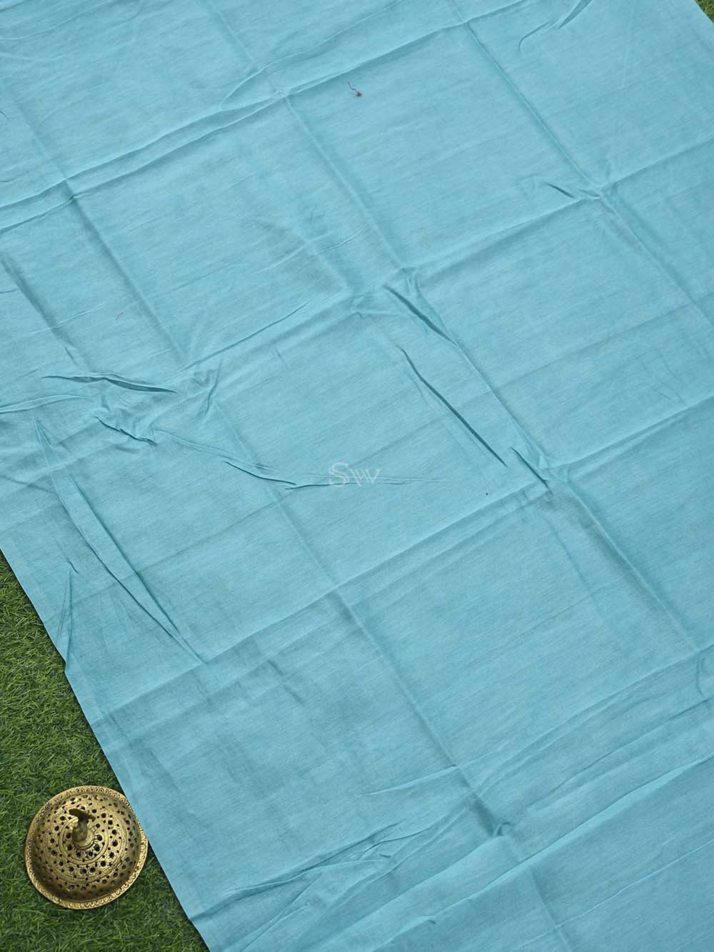 Aqua Blue Organza Handloom Banarasi Suit - Sacred Weaves