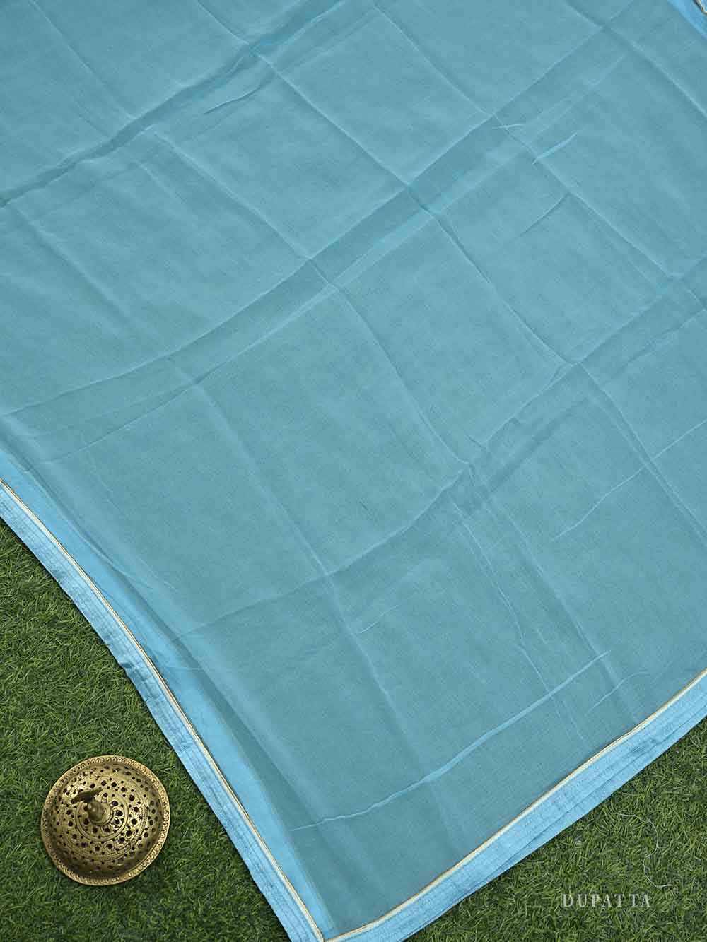 Aqua Blue Organza Handloom Banarasi Suit - Sacred Weaves