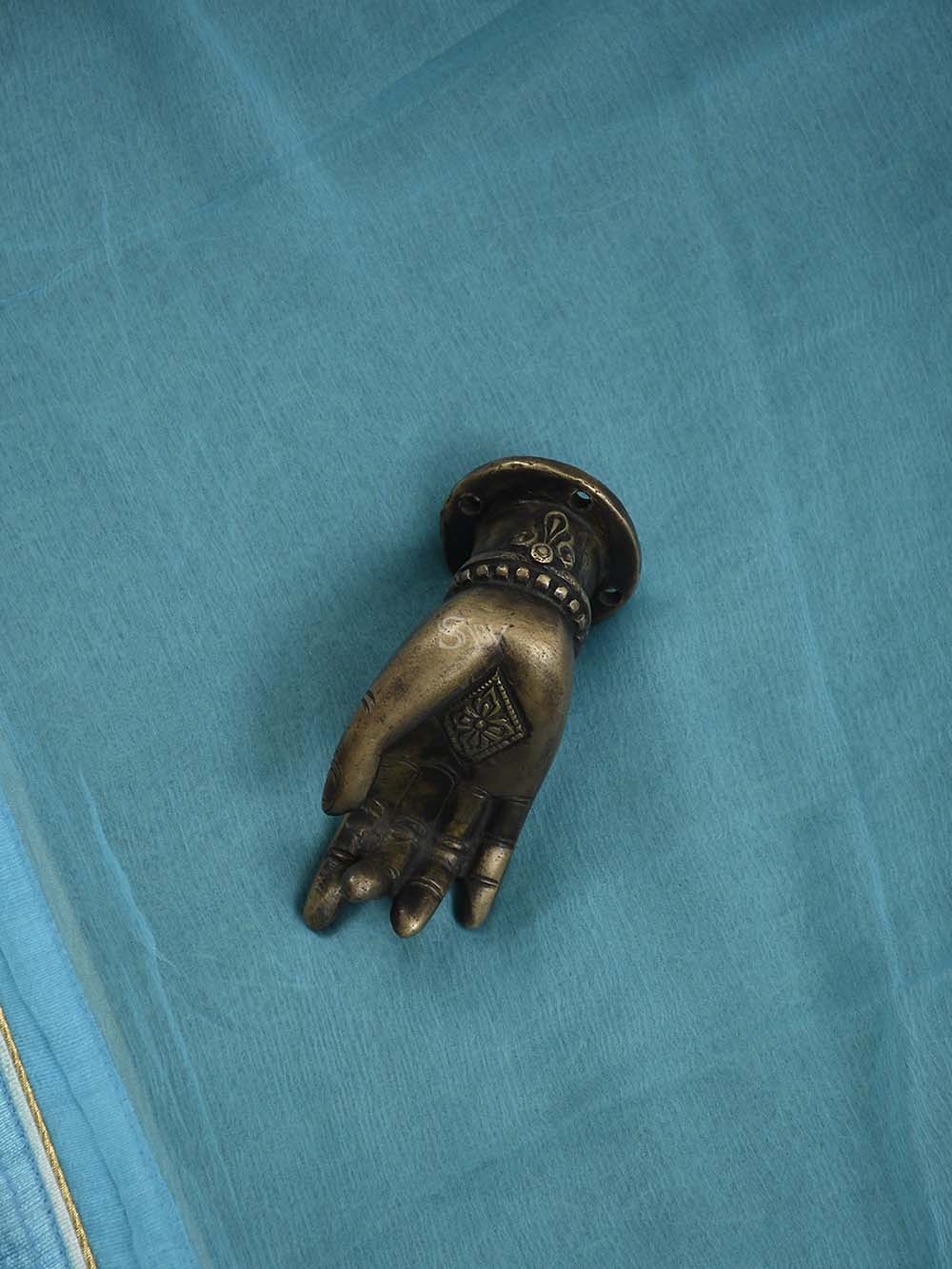 Aqua Blue Organza Handloom Banarasi Suit - Sacred Weaves