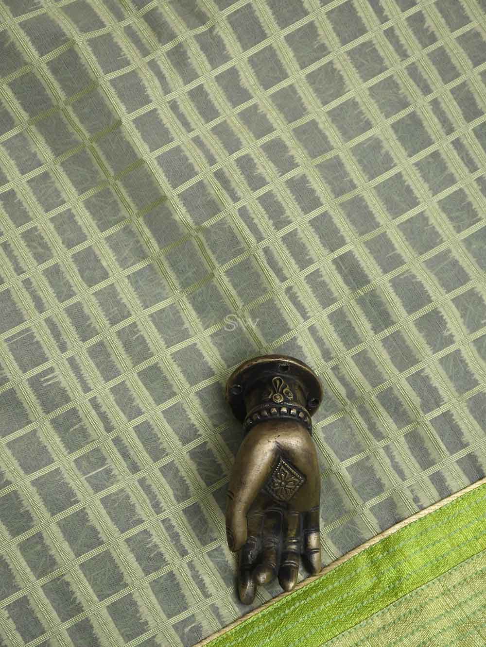 Parrot Green Organza Handloom Banarasi Suit - Scared Weaves