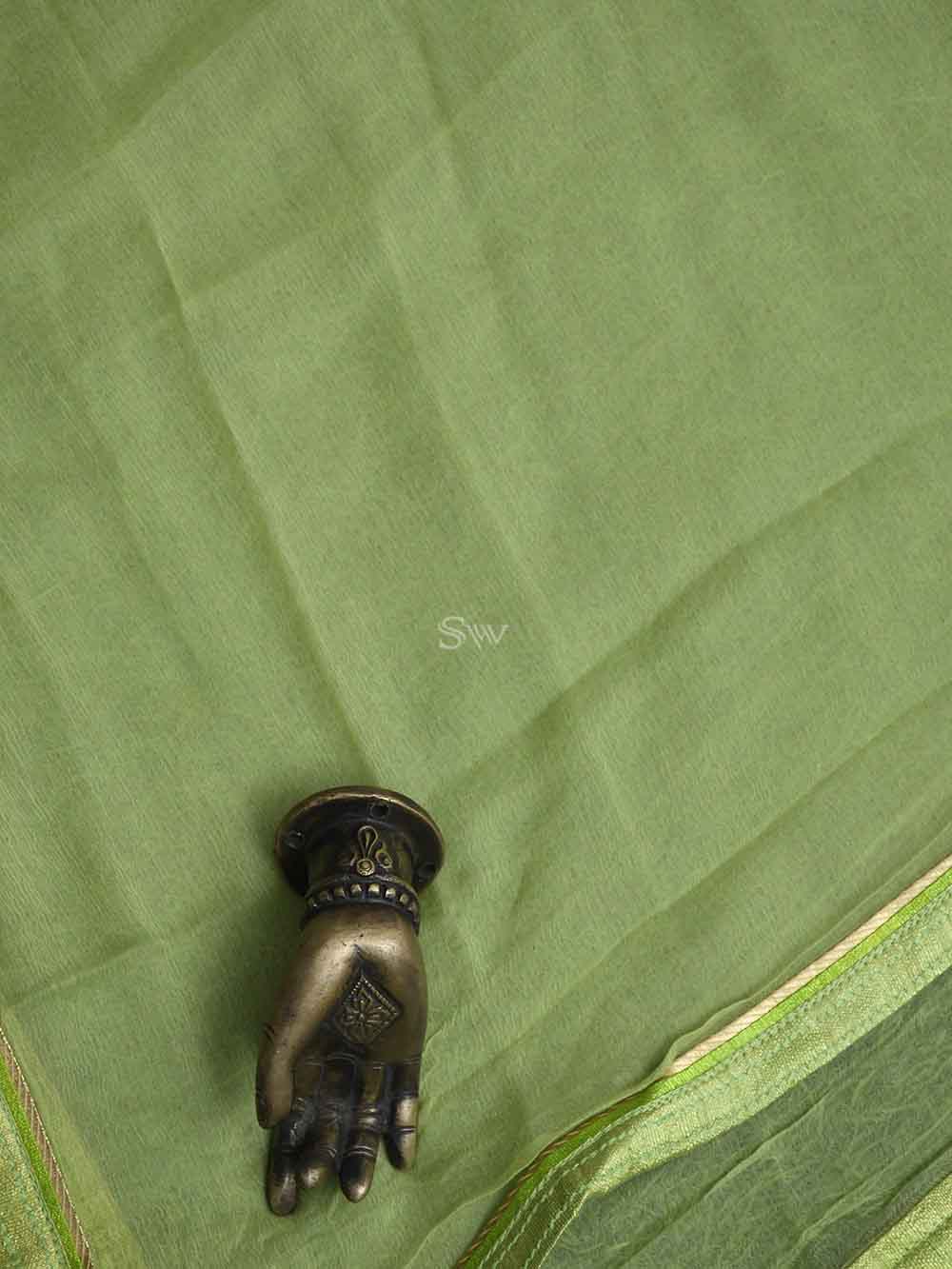 Parrot Green Organza Handloom Banarasi Suit - Scared Weaves