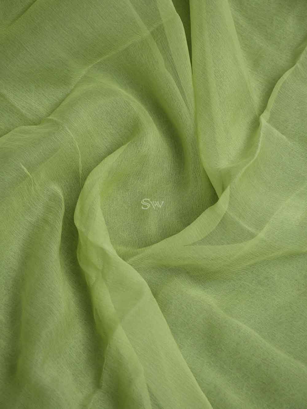 Parrot Green Organza Handloom Banarasi Suit - Scared Weaves