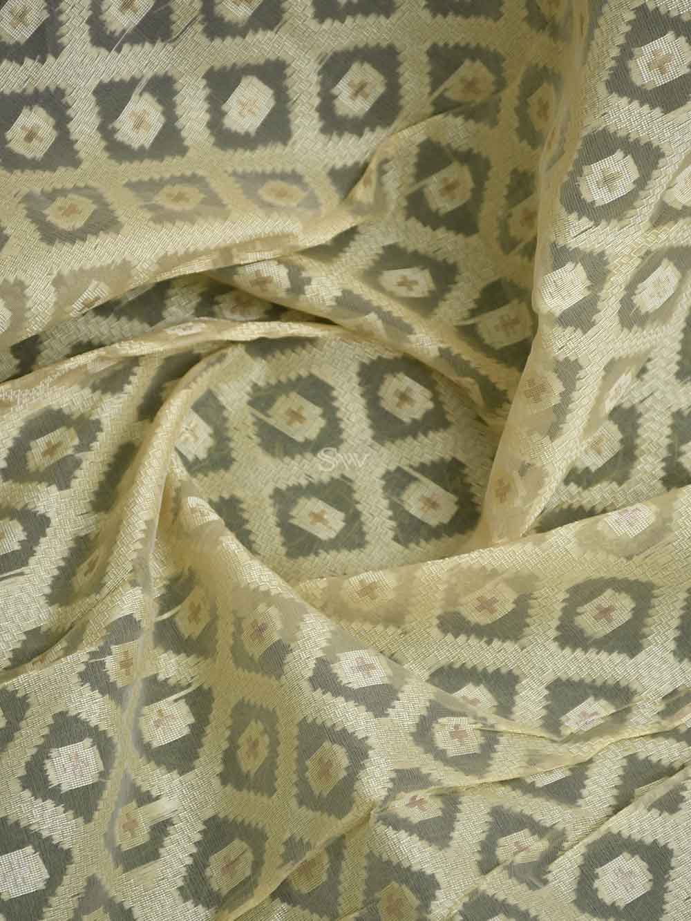 Cream Cotton Silk Handloom Banarasi Suit - Sacred Weaves