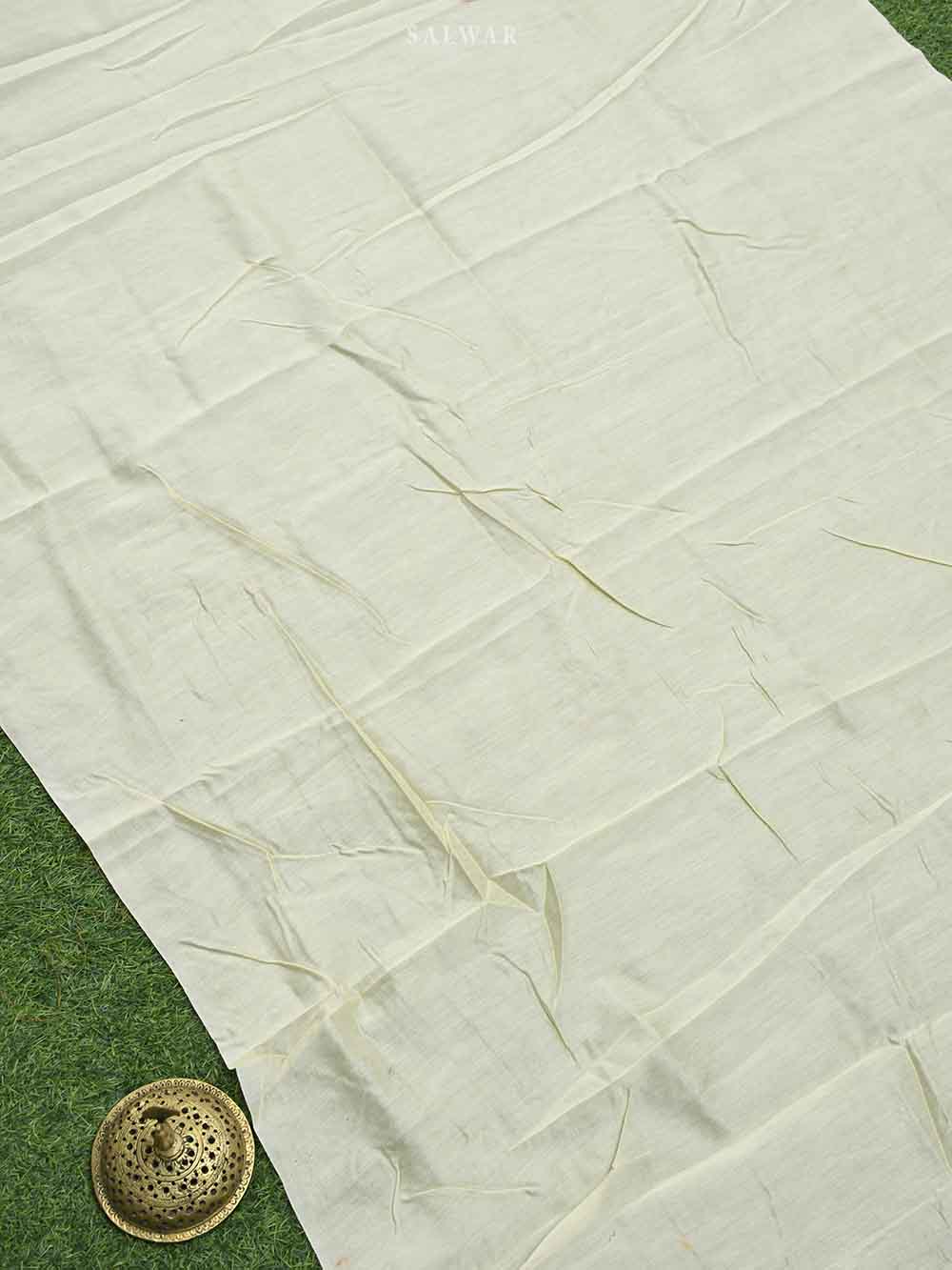 Cream Cotton Silk Handloom Banarasi Suit - Sacred Weaves