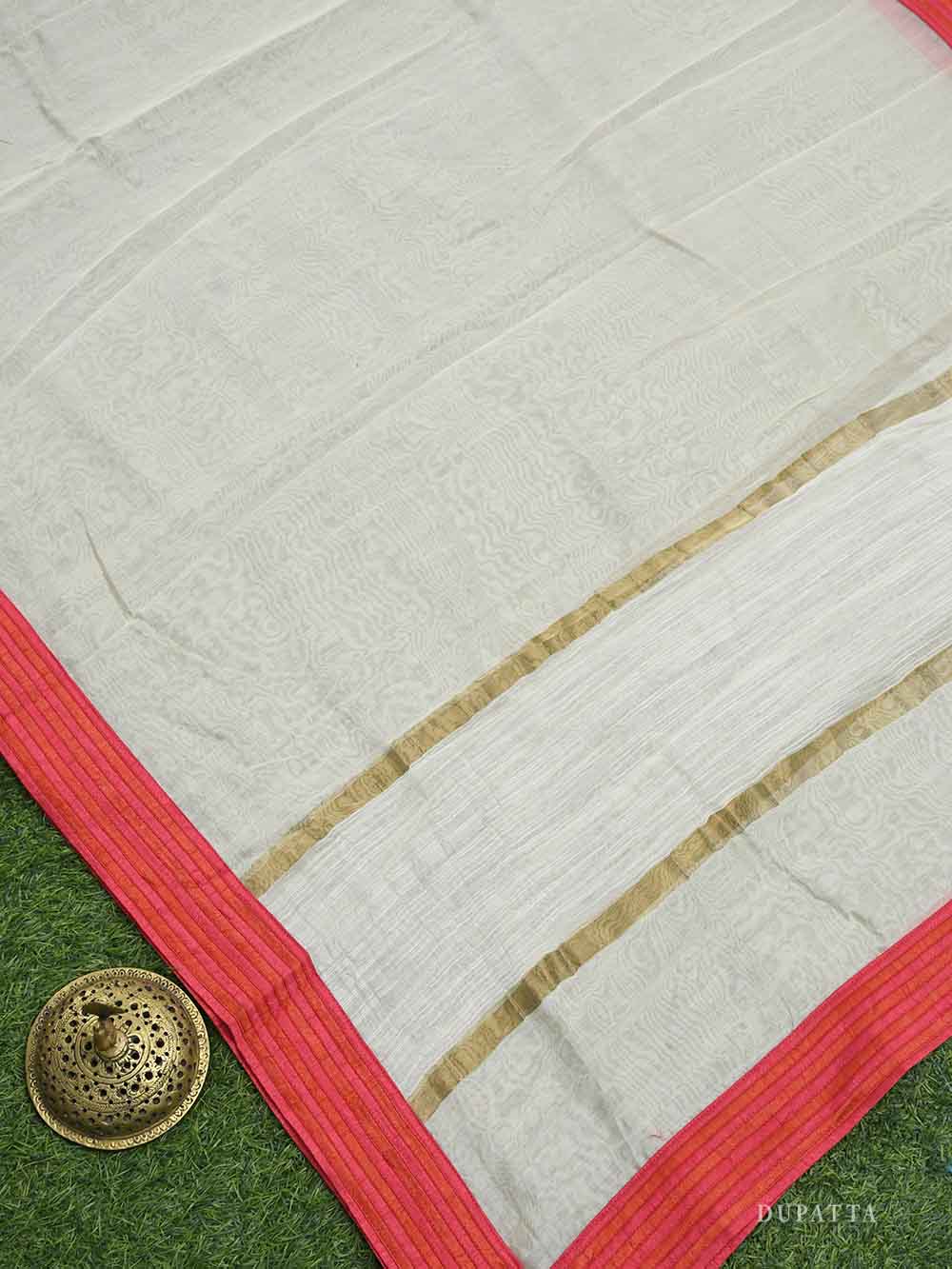 Cream Cotton Silk Handloom Banarasi Suit - Sacred Weaves