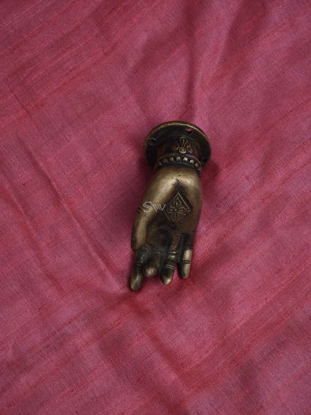 Coral Pink Tussar Silk Handloom Banarasi Suit - Sacred Weaves