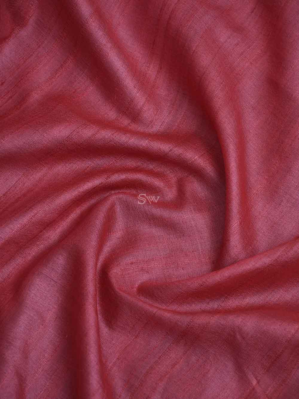 Coral Pink Tussar Silk Handloom Banarasi Suit - Sacred Weaves