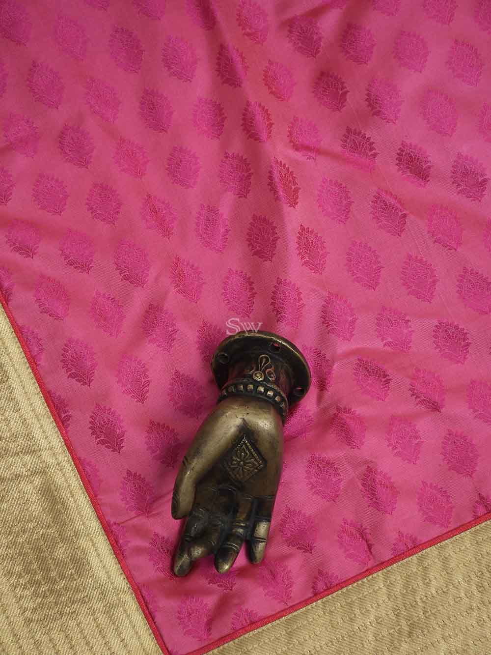 Coral Pink Tussar Silk Handloom Banarasi Suit - Sacred Weaves