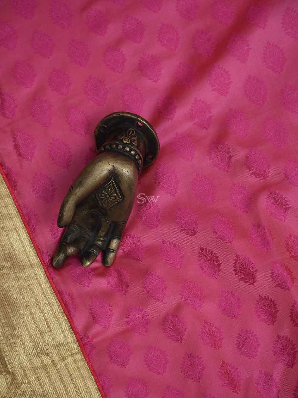 Coral Pink Tussar Silk Handloom Banarasi Suit - Sacred Weaves