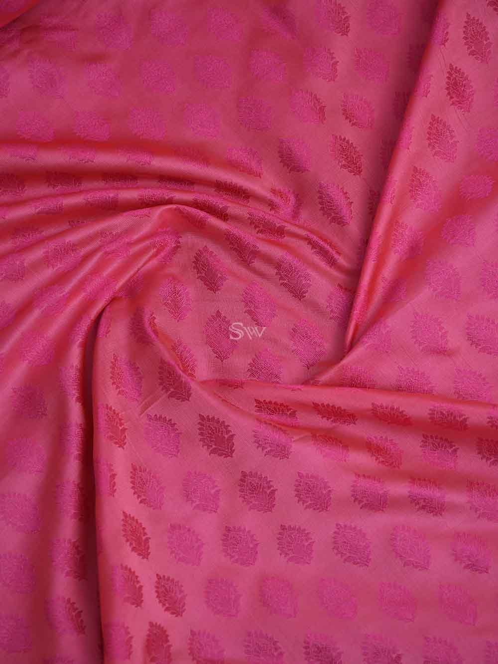 Coral Pink Tussar Silk Handloom Banarasi Suit - Sacred Weaves