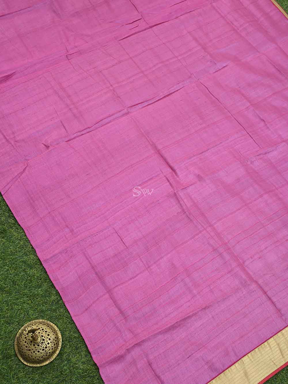 Pink Tussar Silk Handloom Banarasi Suit - Sacred Weaves