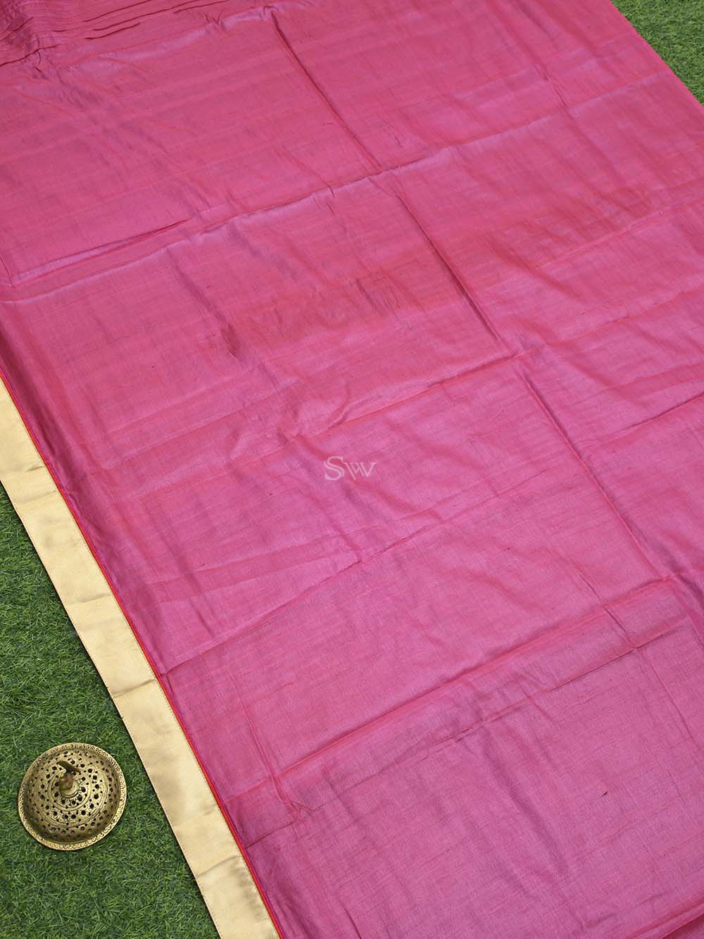 Pink Tussar Silk Handloom Banarasi Suit - Sacred Weaves