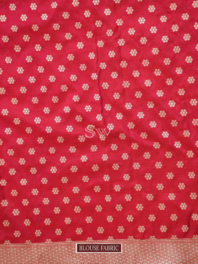 Pink Red Meenakari Handloom Banarasi Lehenga - Sacred Weaves