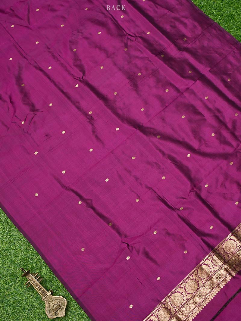 Magenta Katan Silk Handloom Banarasi Suit -Sacred Weaves