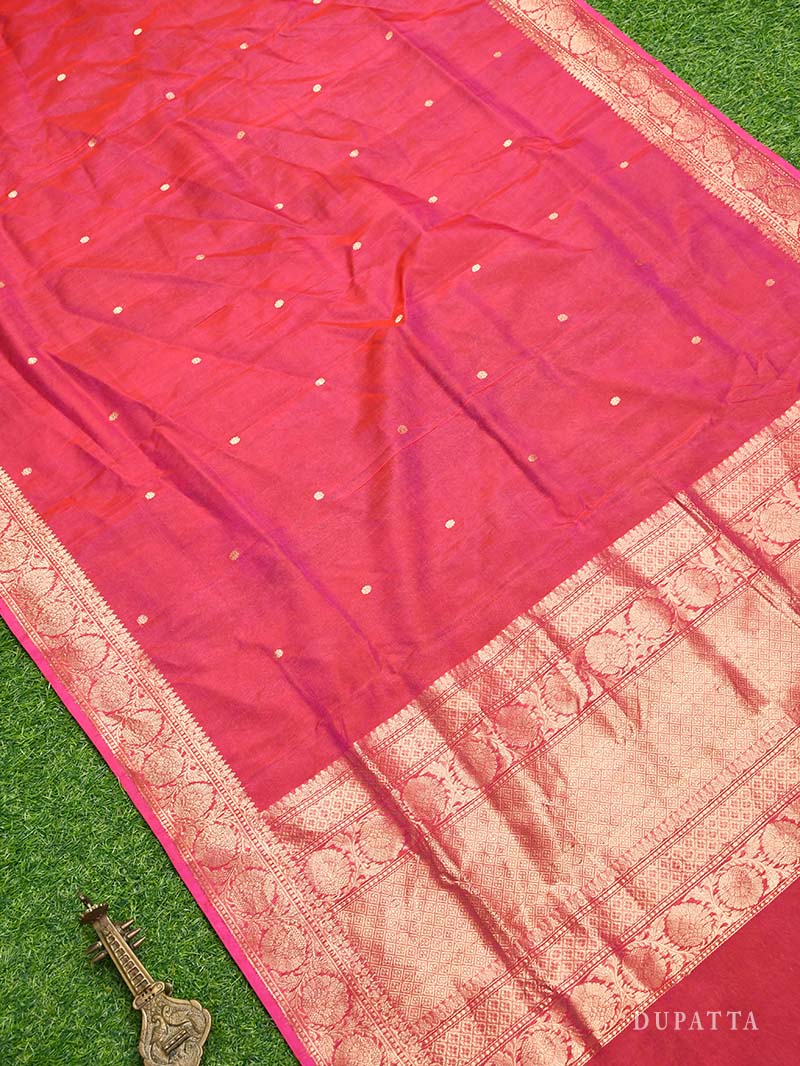 Magenta Katan Silk Handloom Banarasi Suit -Sacred Weaves