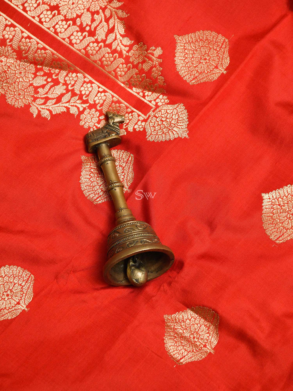 Red Katan Silk Handloom Banarasi Suit-Sacred Weaves