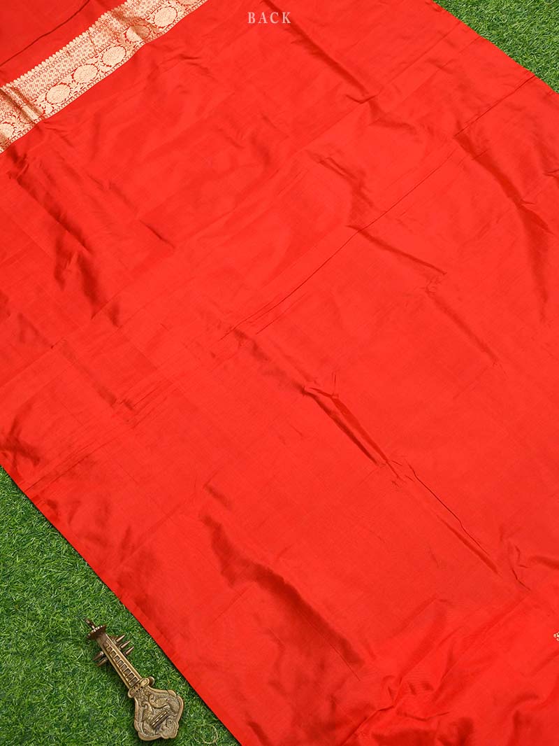 Red Katan Silk Handloom Banarasi Suit-Sacred Weaves