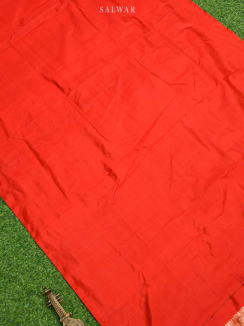 Red Katan Silk Handloom Banarasi Suit-Sacred Weaves