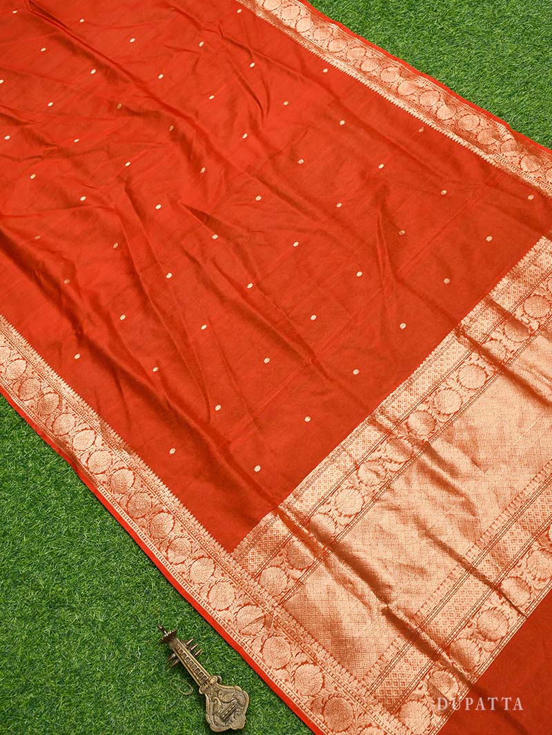 Red Katan Silk Handloom Banarasi Suit-Sacred Weaves