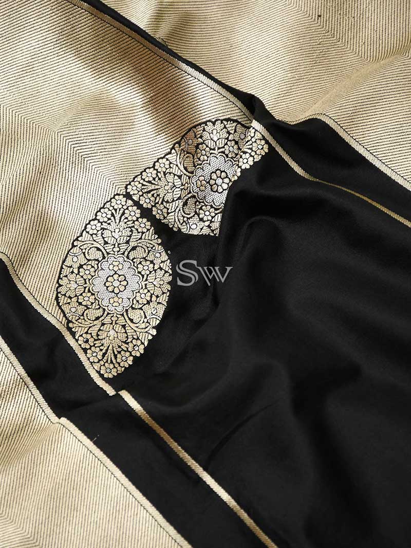 Black Handloom Banarasi Lehenga - Sacred Weaves