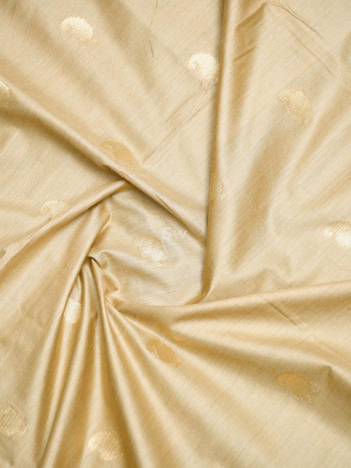 Beige Tusser Silk Handloom Banarasi Suit -Sacred Weaves