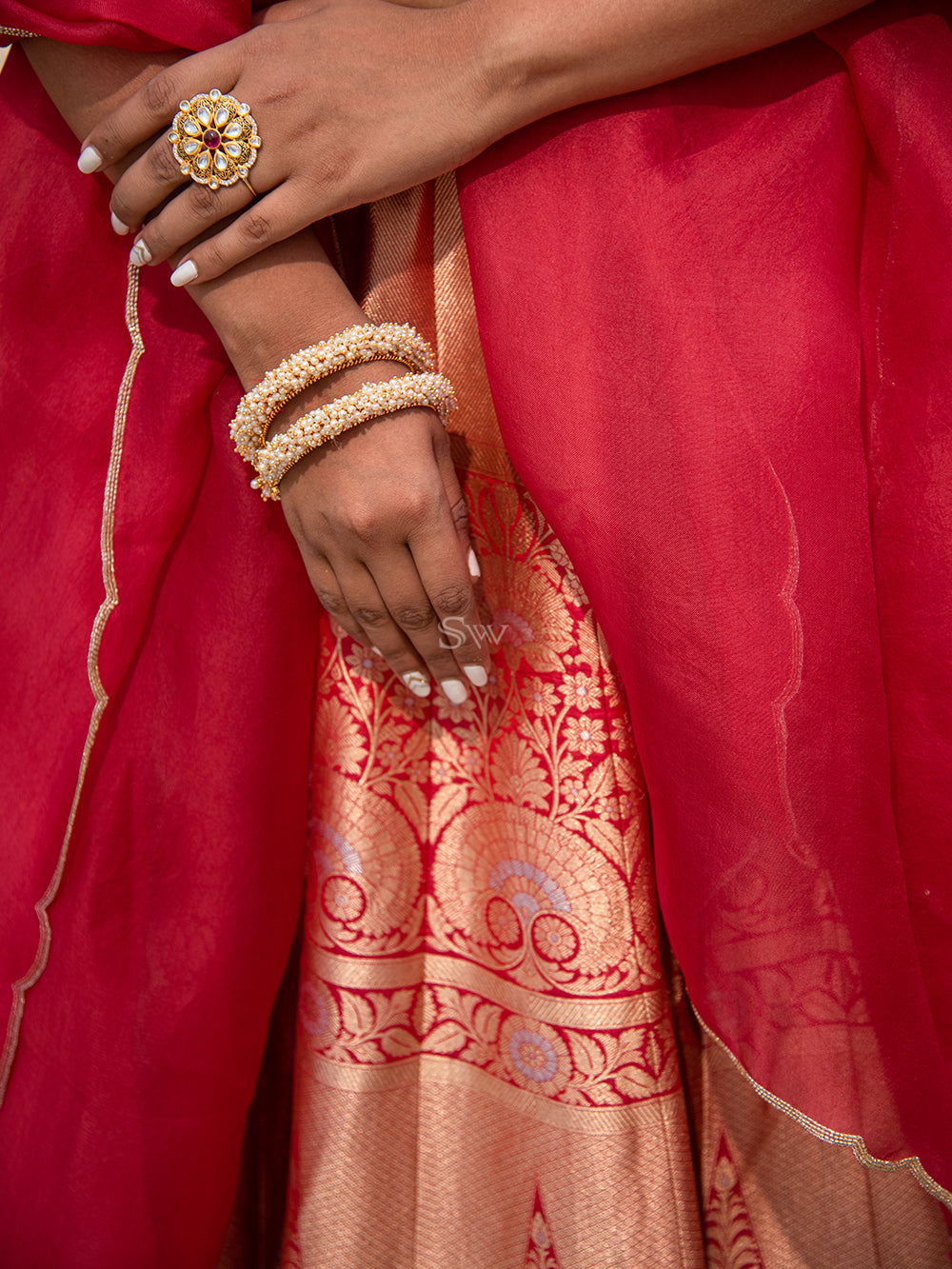 Bright Pink Handloom Banarasi Lehenga - Sacred Weaves