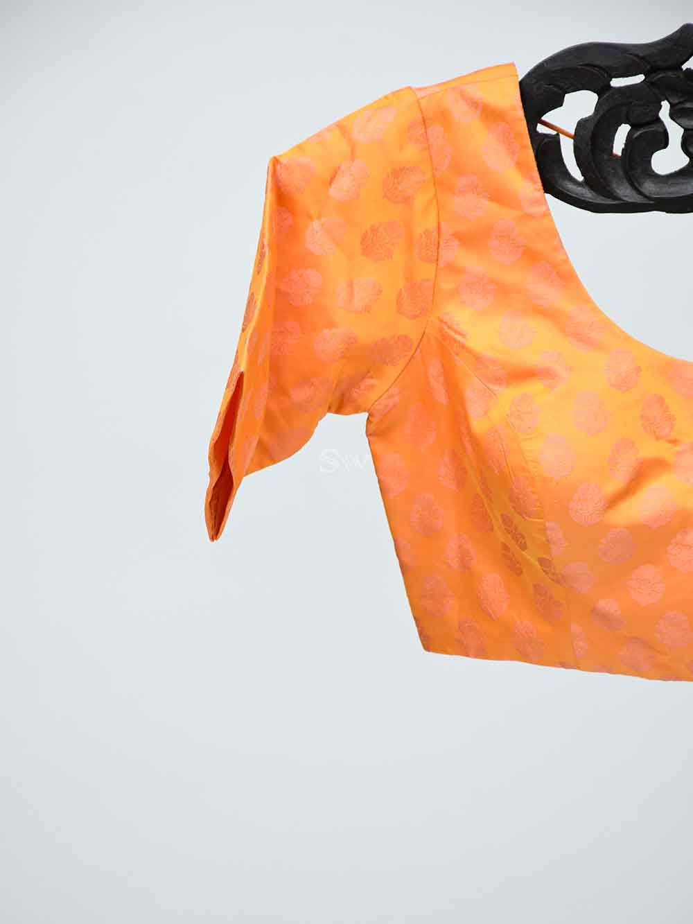 Orange Tanchoi Silk Banarasi Ready-made Blouse - Sacred Weaves