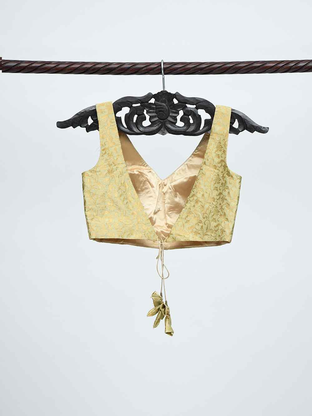 Moss Green Silk Banarasi Ready-made Blouse - Sacred Weaves