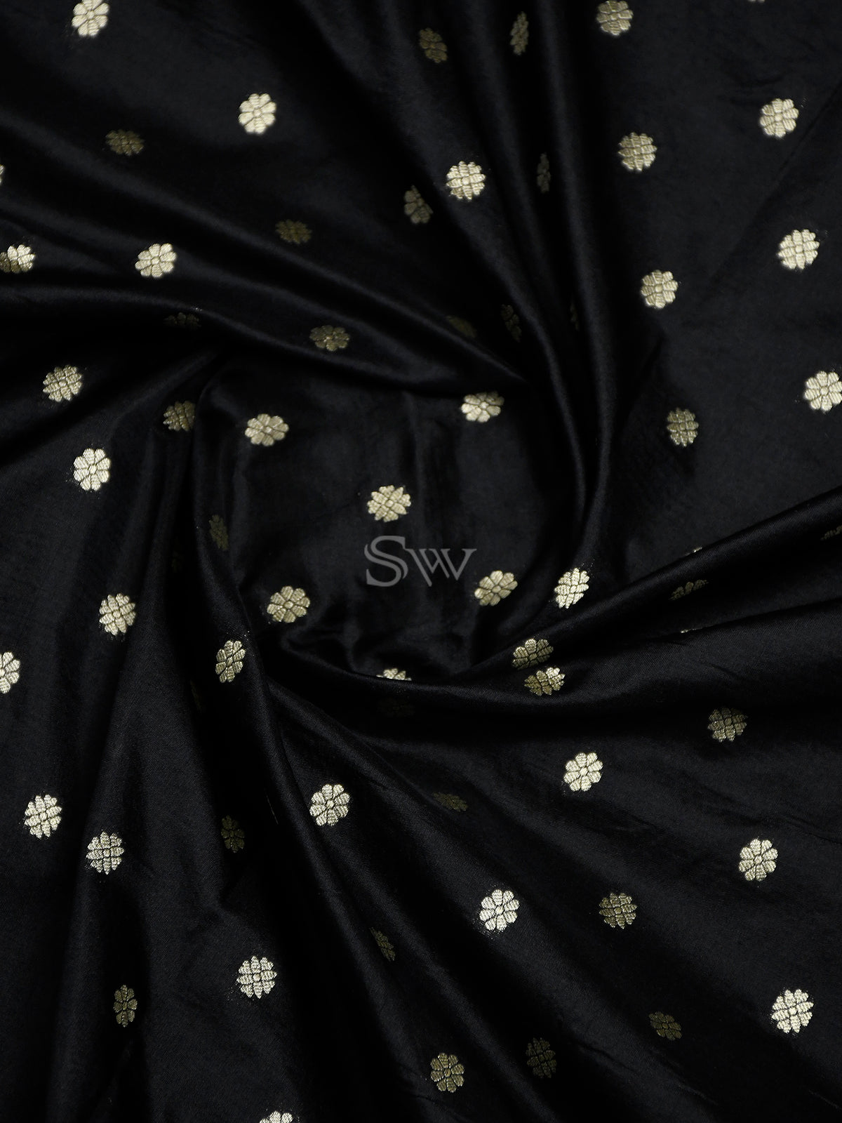 Black Booti Katan Silk Handloom Banarasi Dupatta - Sacred Weaves