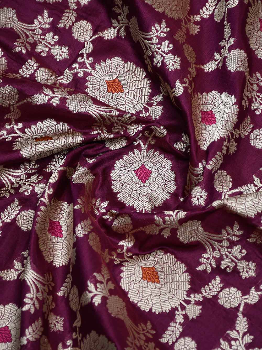 Wine Jaal Katan Silk Handloom Banarasi Dupatta