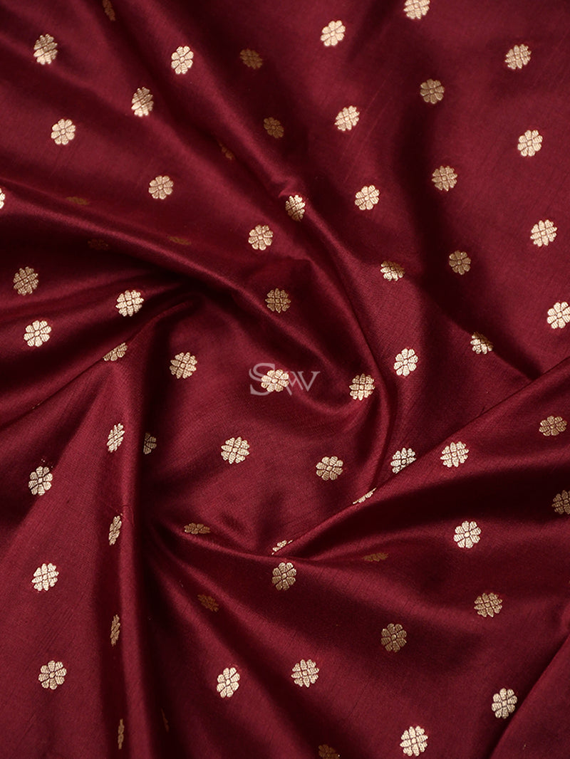 Wine Booti Katan Silk Handloom Banarasi Dupatta - Sacred Weaves