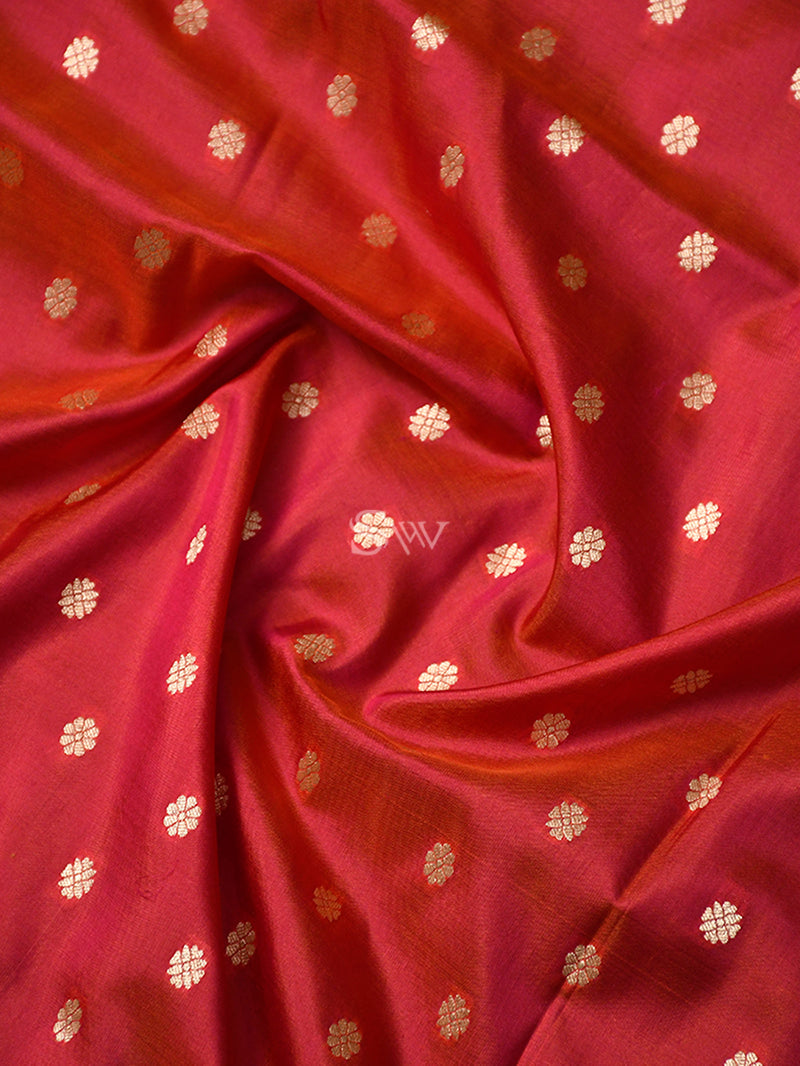 Pink-Orange Booti Katan Silk Handloom Banarasi Dupatta - Sacred Weaves