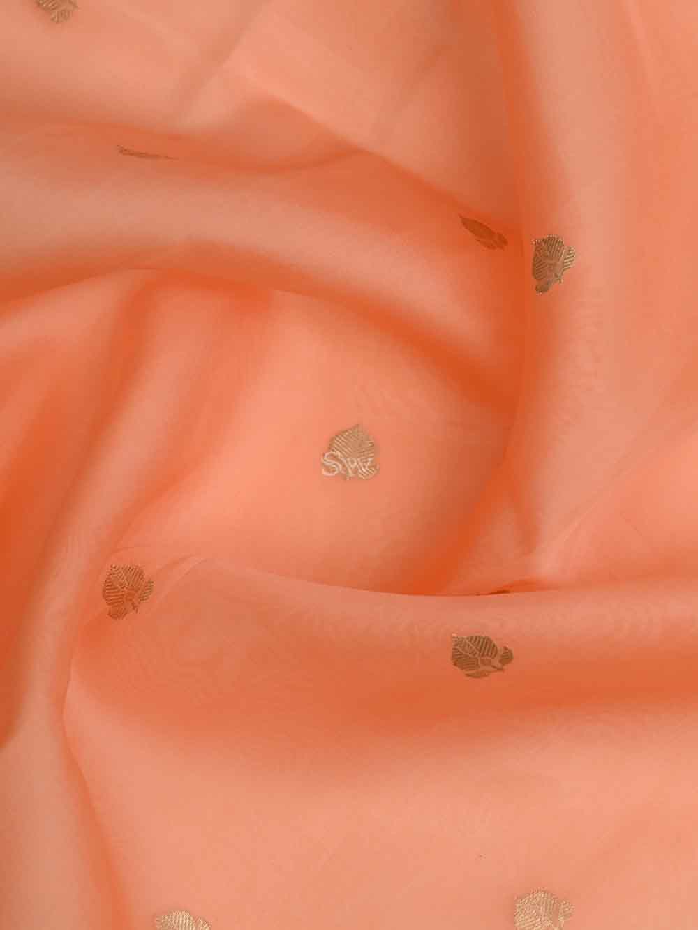 Peach Organza Handloom Banarasi Suit - Sacred Weaves