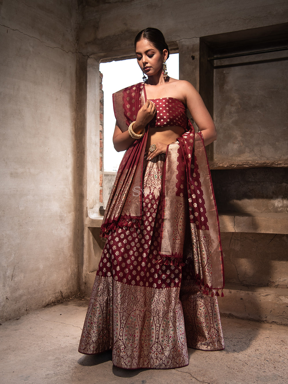 Shop Banarasi Lehenga Online, Pure Silk, Handwoven