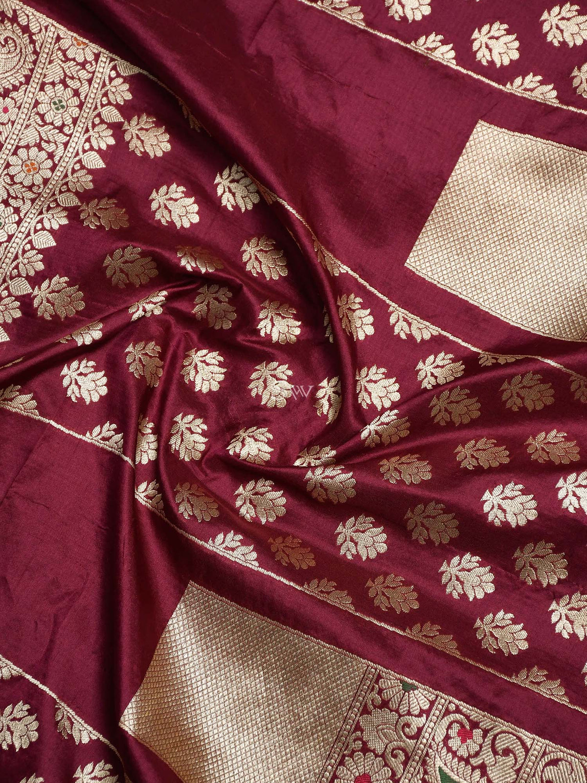 Wine Meenakari Silk Handloom Banarasi Lehenga -sacred Weaves