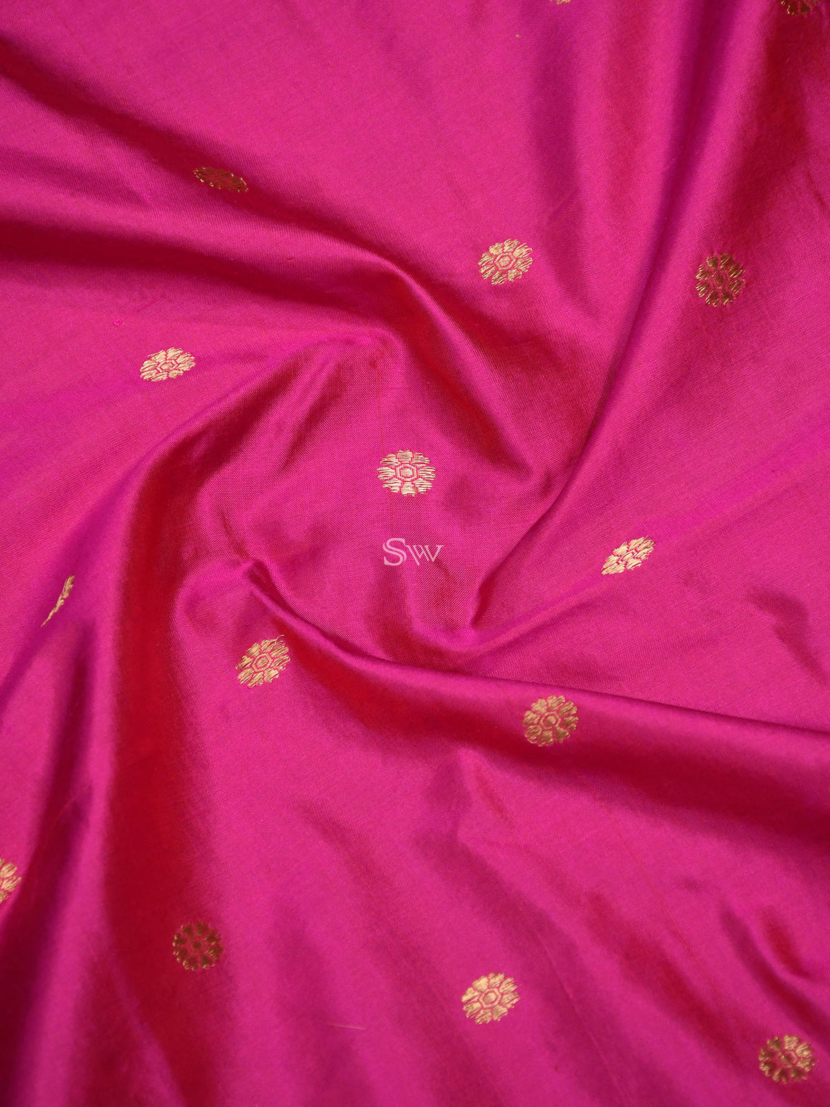 Dark Pink Booti Katan Silk Handloom Banarasi Dupatta - Sacred Weaves