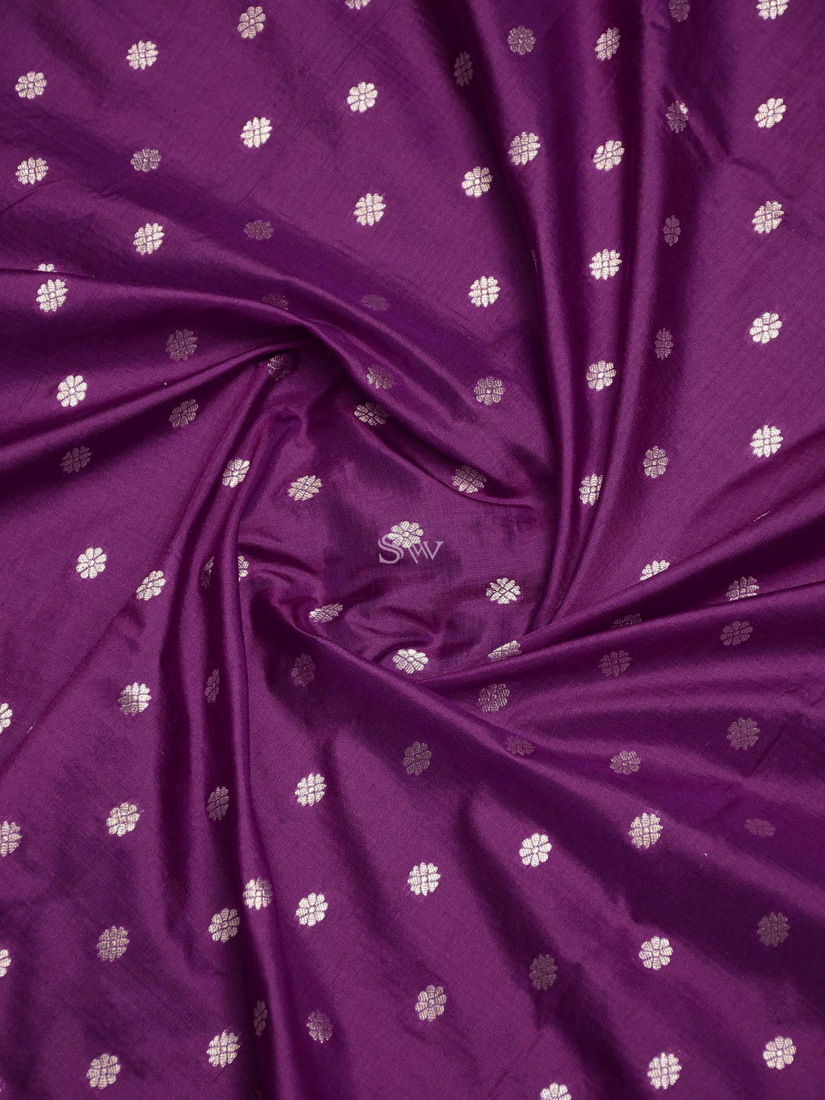 Purple Booti Katan Silk Handloom Banarasi Dupatta - Sacred Weaves