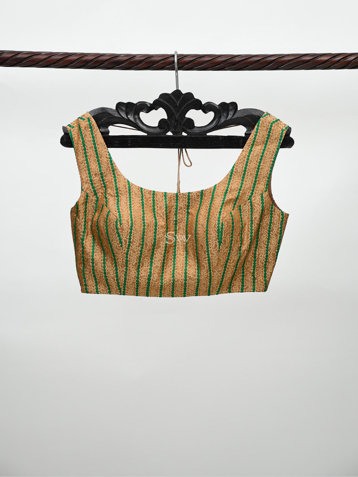 Dark Beige Uppada Silk Banarasi Ready-Made Blouse - Sacred Weaves