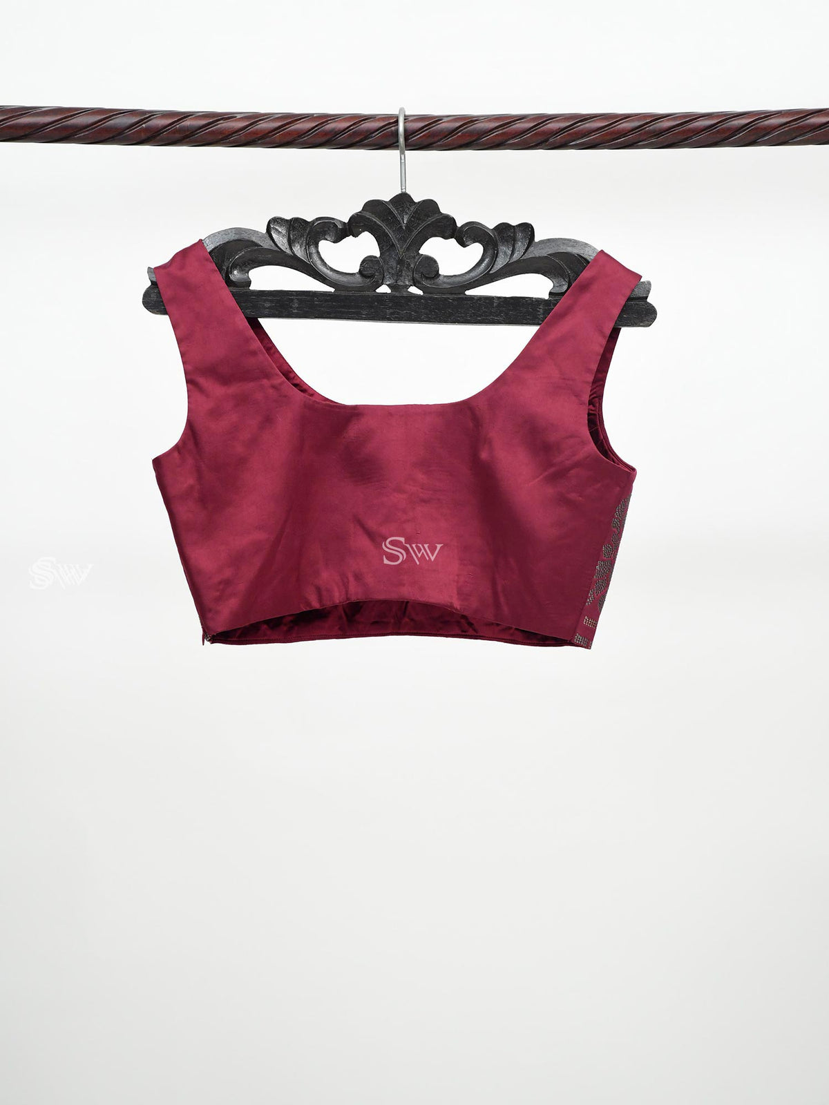 Maroon Swarovski Ready-Made Blouse - Sacred Weaves