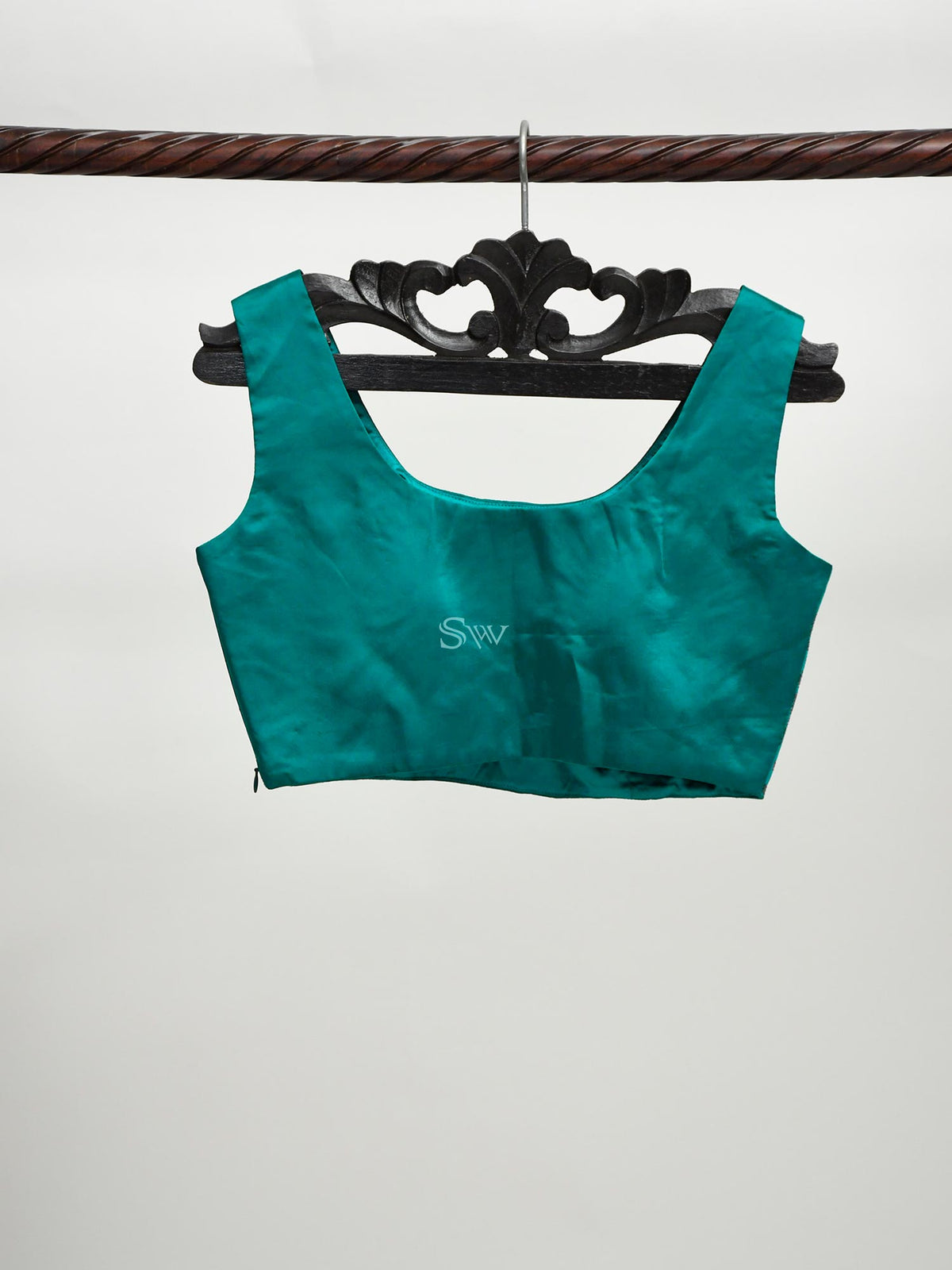 Teal Green Swarovski Ready-made Blouse - Sacred Weaves