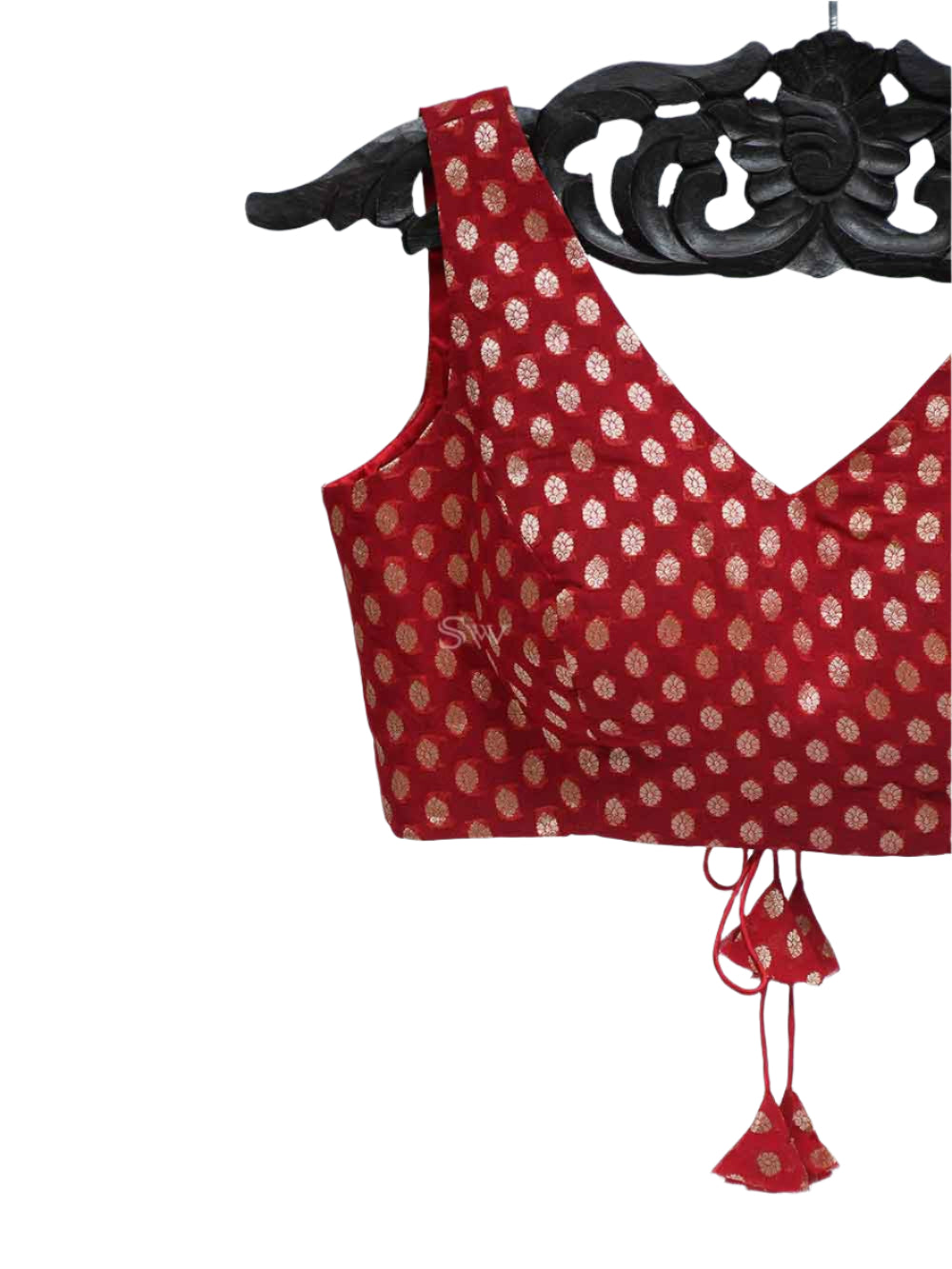 Red Georgette Banarasi Ready-made Blouse - Sacred Weaves