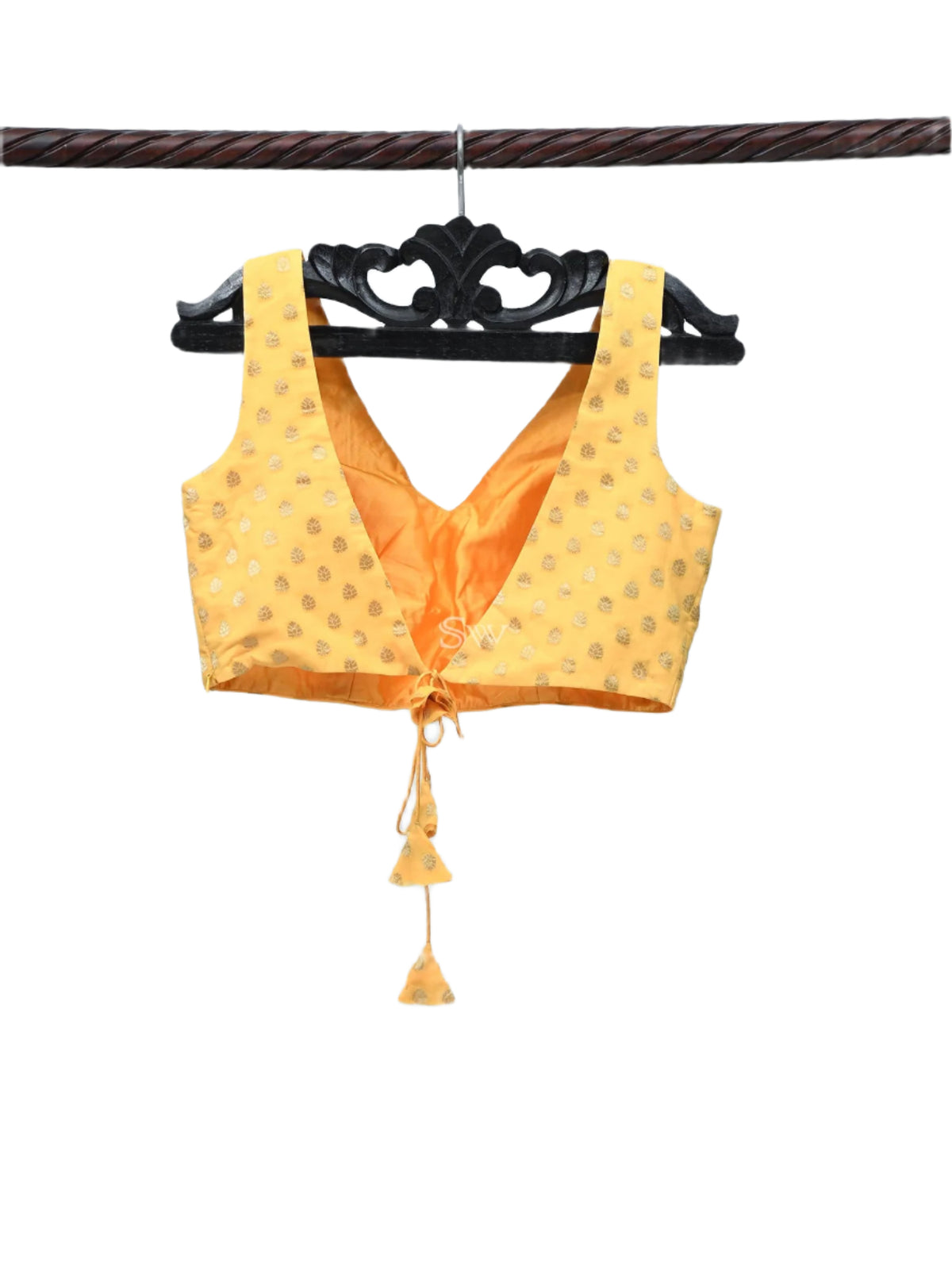 Yellow Georgette Banarasi Ready-made Blouse - Sacred Weaves