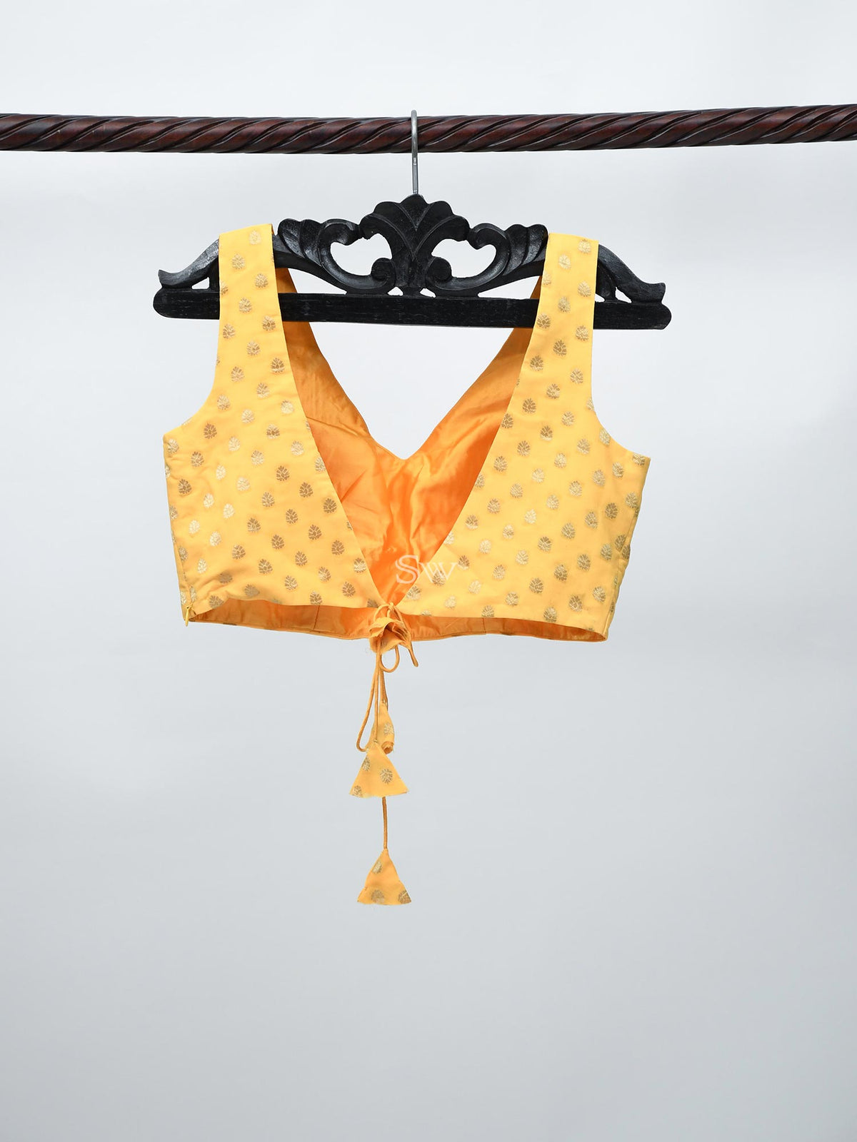 Yellow Georgette Banarasi Ready-made Blouse - Sacred Weaves