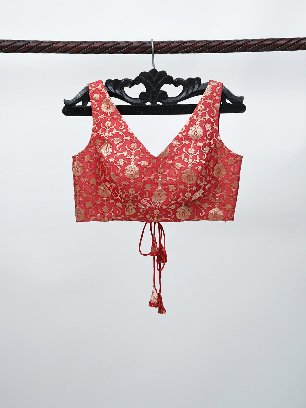 Red Georgette Banarasi Ready-made Blouse - Sacred Weaves