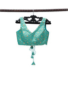 Sea Green Georgette Banarasi Ready-made Blouse - Sacred Weaves