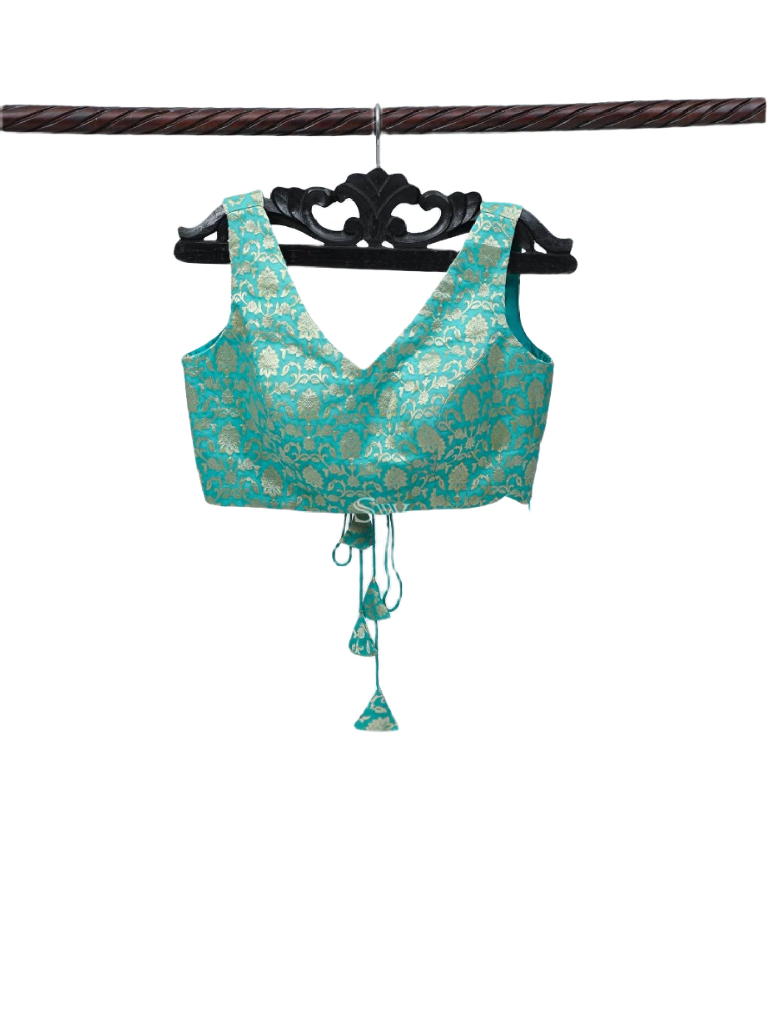 Sea Green Georgette Banarasi Ready-made Blouse - Sacred Weaves