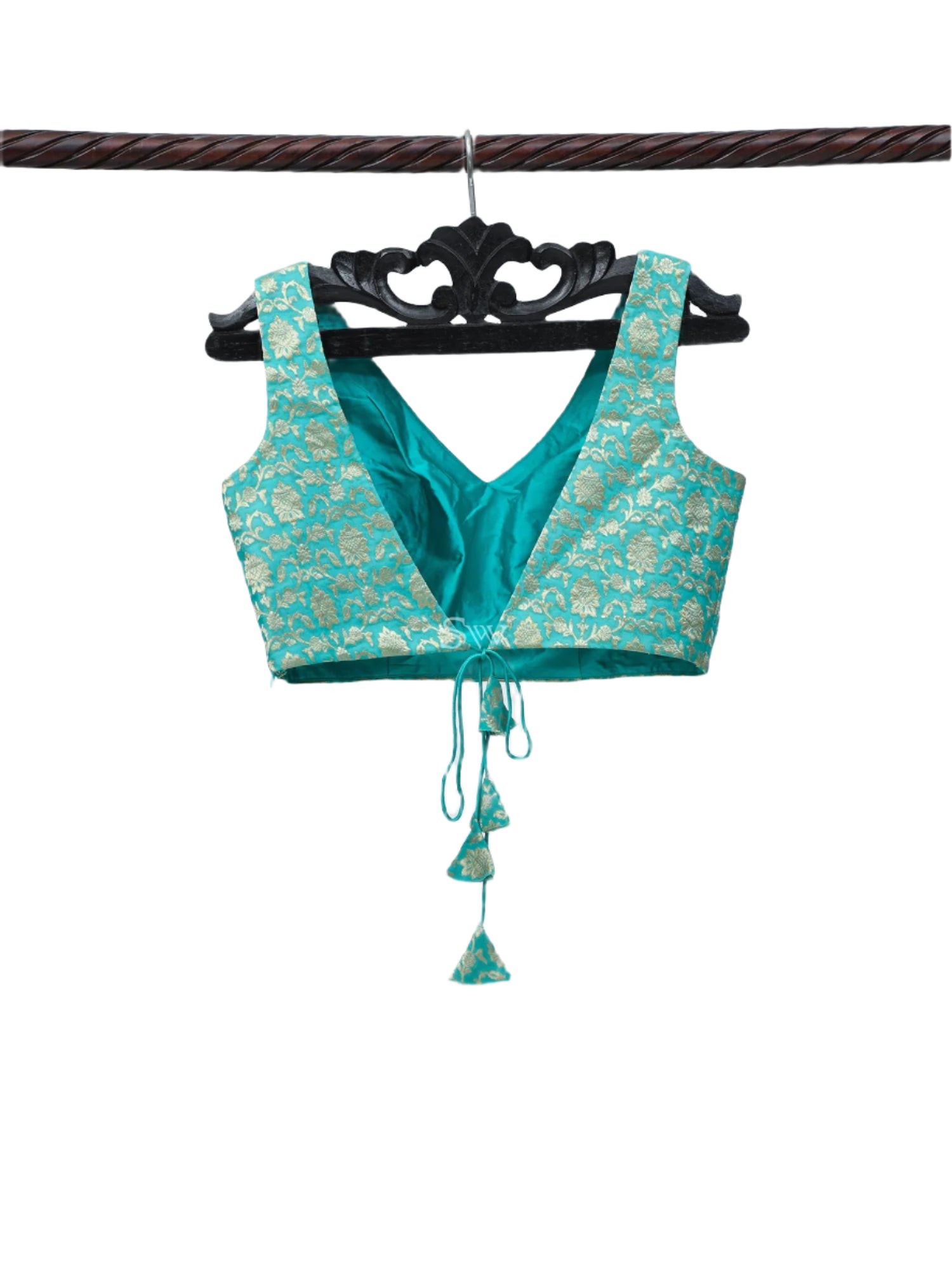 Sea Green Georgette Banarasi Ready-made Blouse - Sacred Weaves