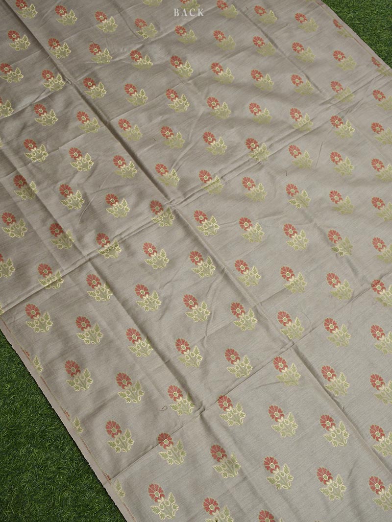 Beige Moonga Tussar Silk Handloom Banarasi Suit - Sacred Weaves